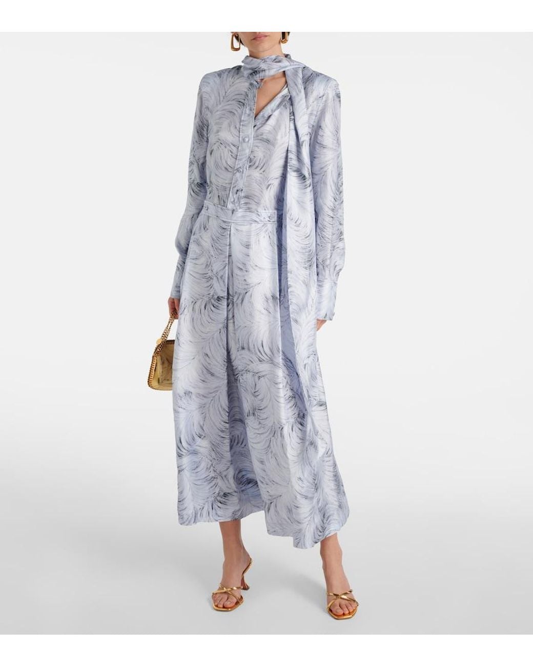 Stella McCartney Blue Printed Silk Maxi Dress