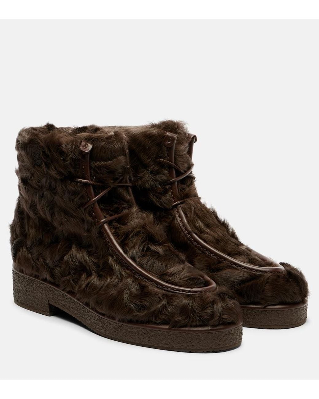 Aquazzura Brown Frostie Shearling Ankle Boots
