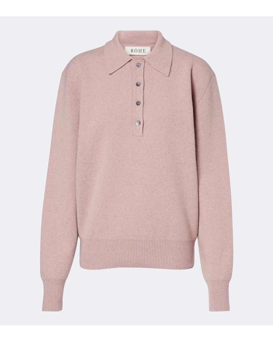Rohe Pink Knitted Wool-Blend Polo Sweater