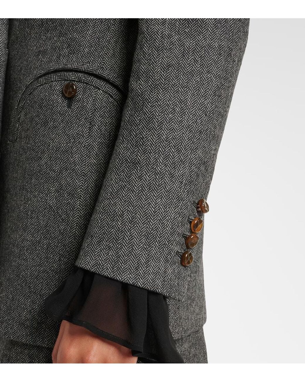 Blazé Milano Black Everyday Herringbone Wool-Blend Blazer