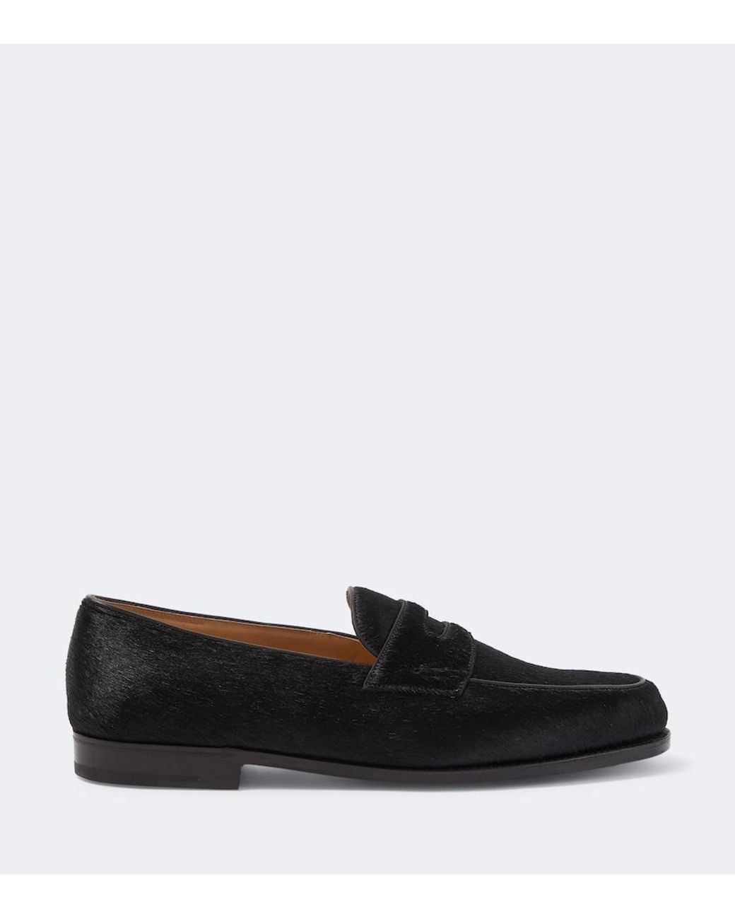 John Lobb Black Lopez Calf Hair Penny Loafers for men