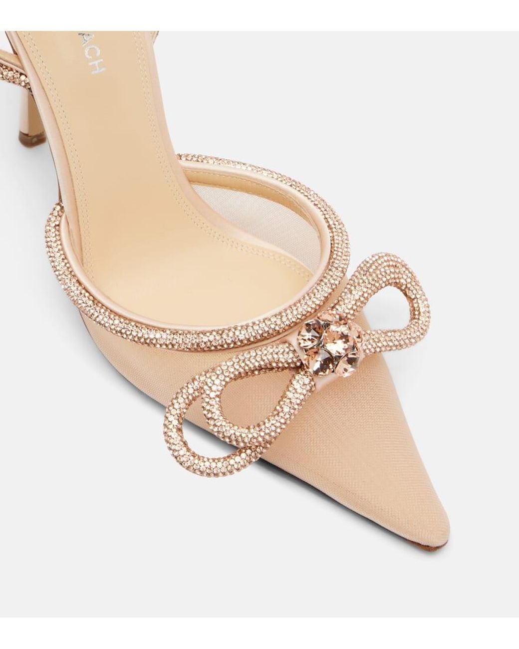 Mach & Mach Metallic Double Bow 110 Mesh Slingback Pumps