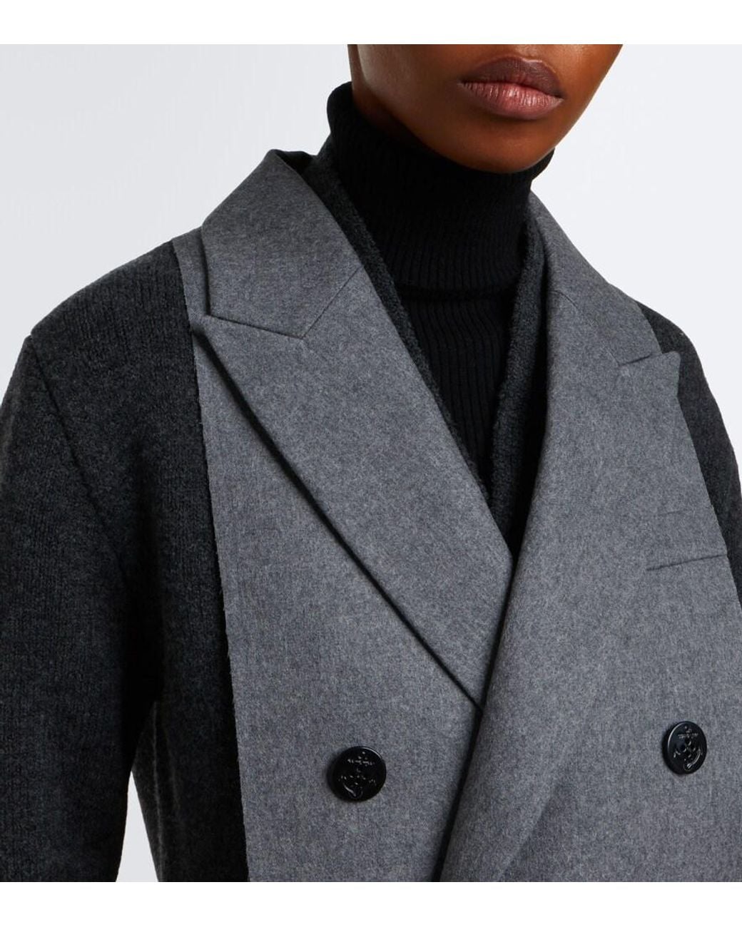 Sacai Gray Layered Wool-Blend Cardigan