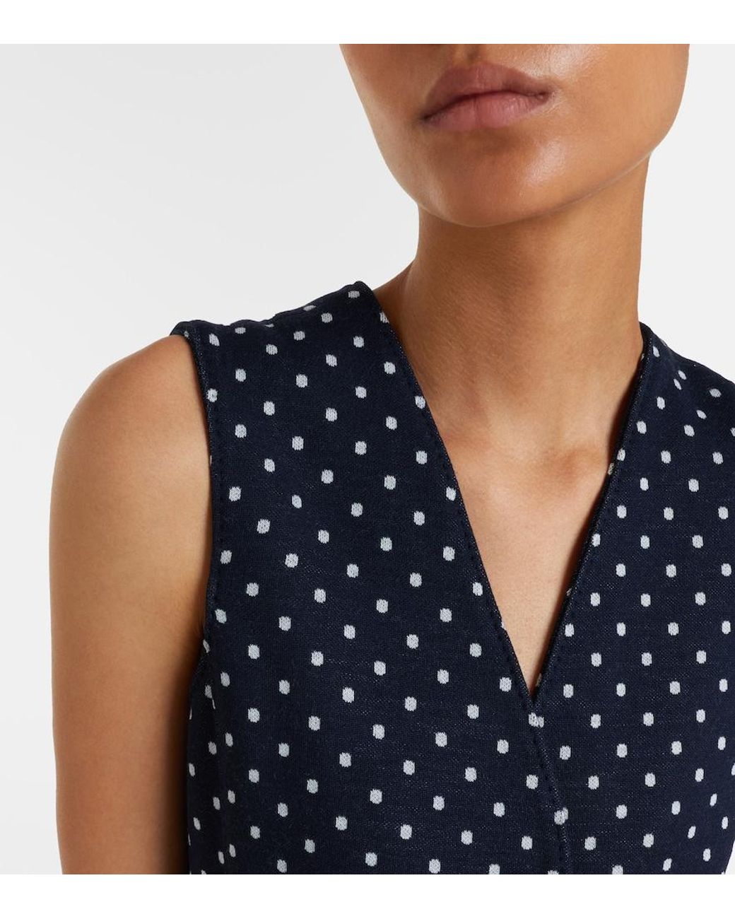 Max Mara Blue Polka-Dot Jersey Vest