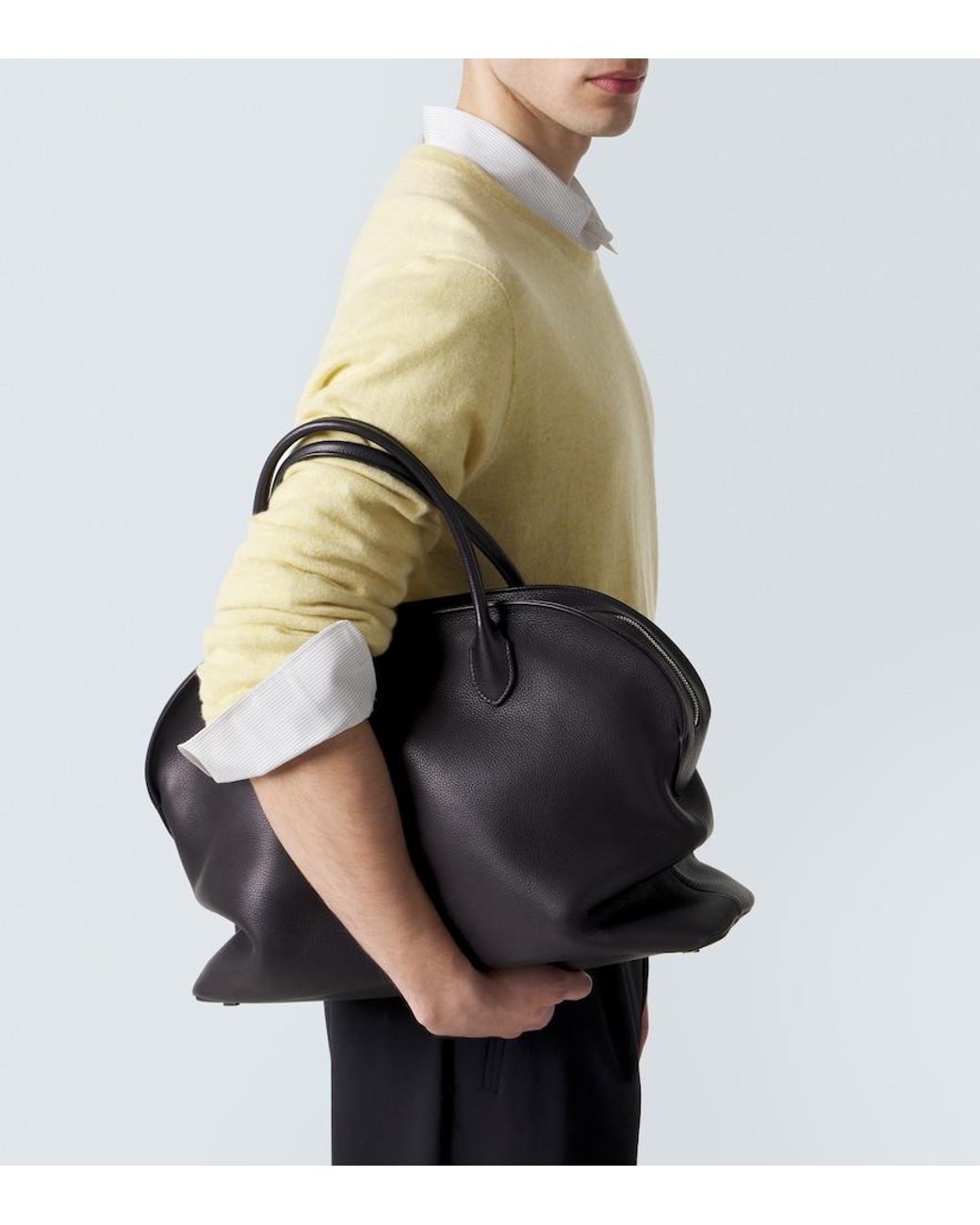 The Row Black Agnes 16 Leather Top-Handle Bag for men