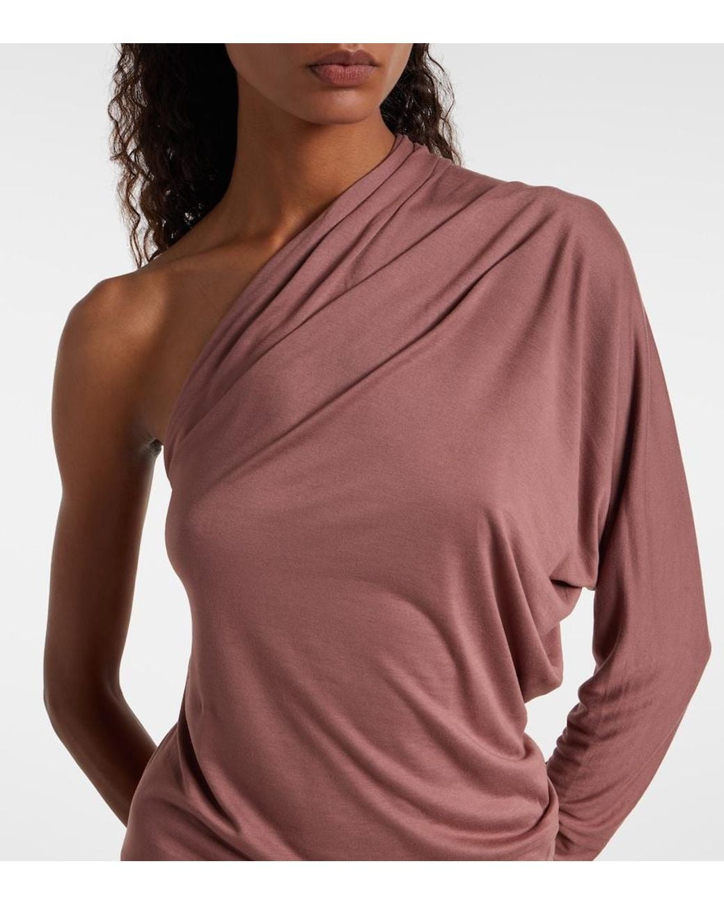 Rick Owens Pink Diana One-Shoulder Jersey Top