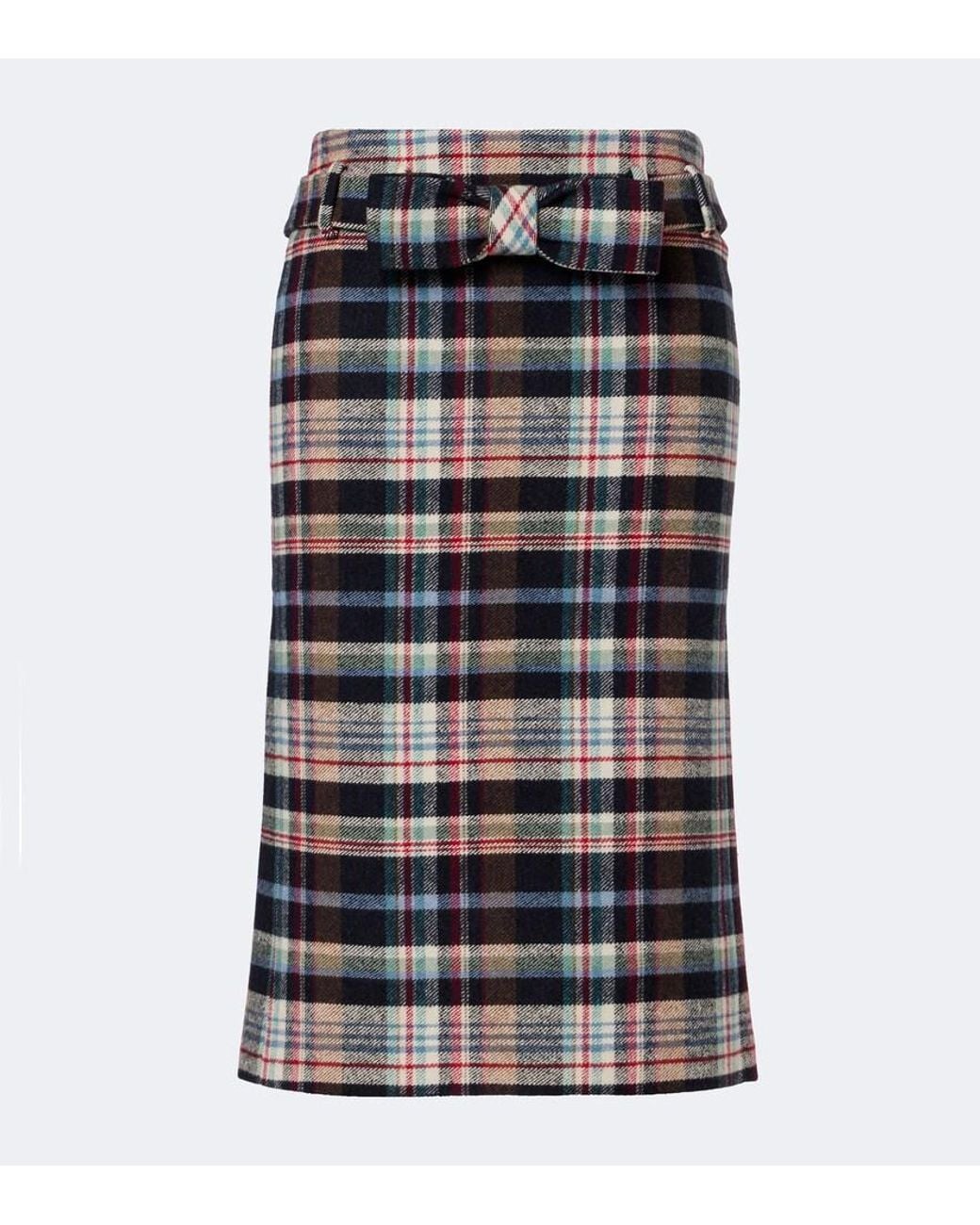 ShuShu/Tong Multicolor Checked Cotton And Wool-Blend Pencil Skirt