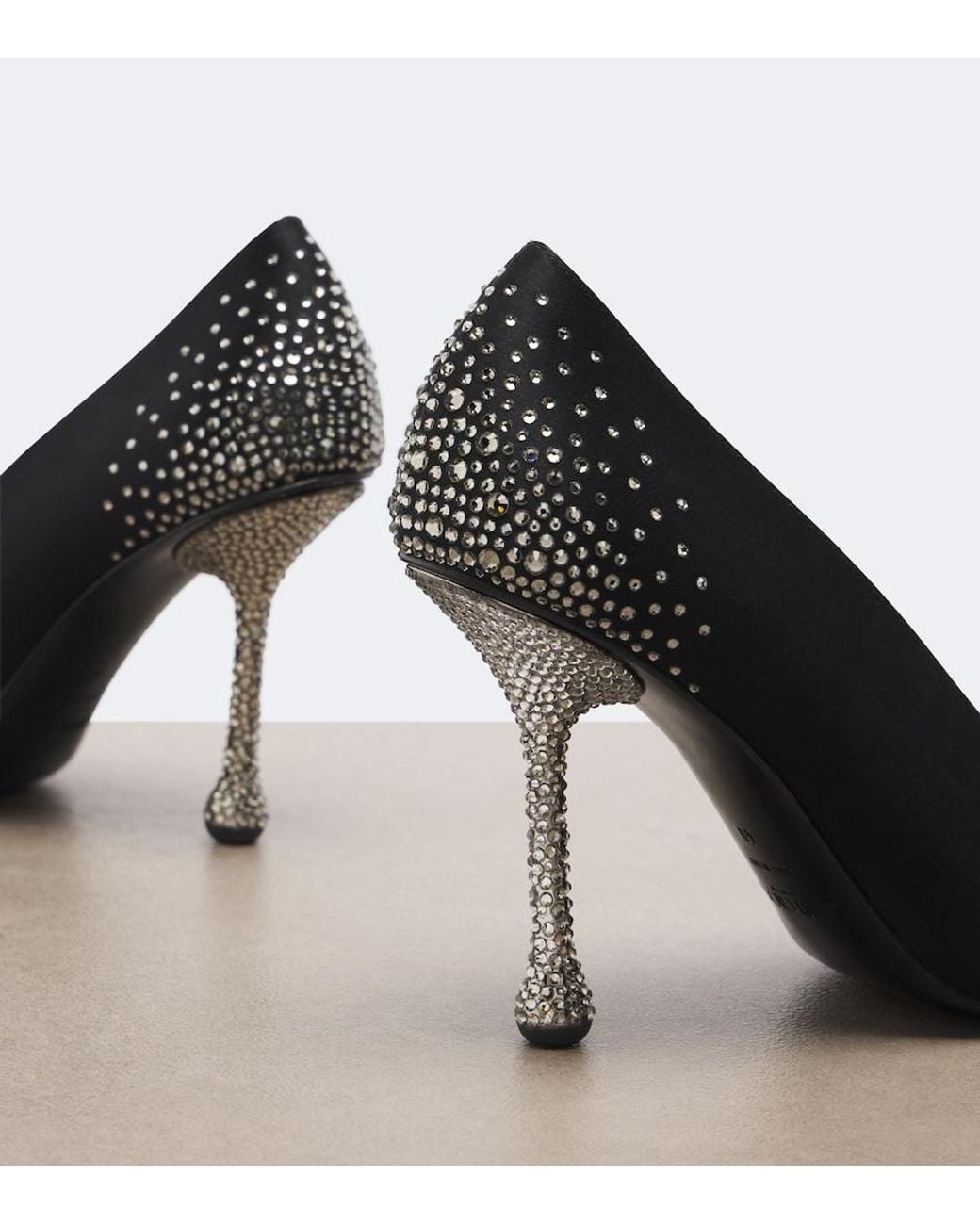 Jimmy Choo Black Ixia Crystal-Embellished Satin Pumps