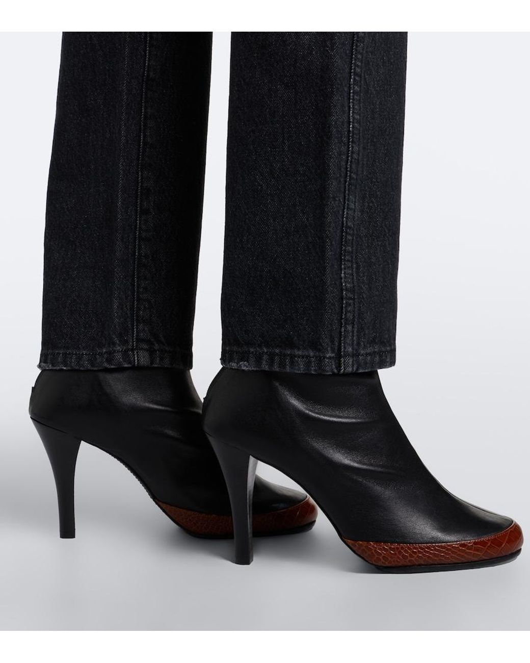 Jude Black Luna Croc-Effect Leather Ankle Boots