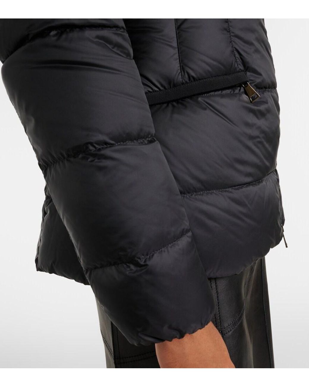 Moncler Black Boed Shearling-Trimmed Down Jacket