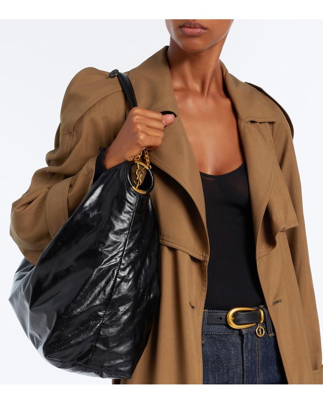 Saint Laurent Black Hortense Leather Shoulder Bag