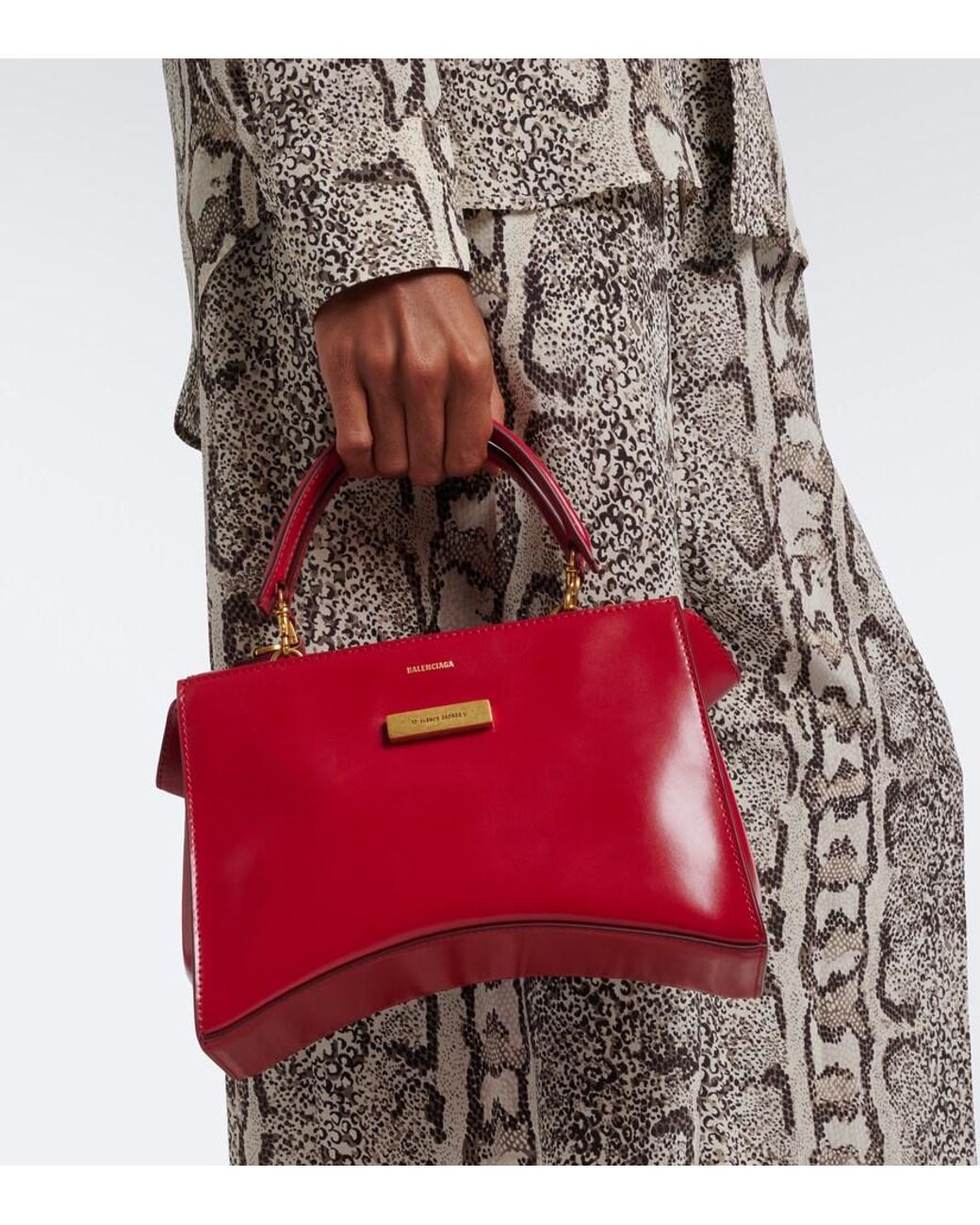 Balenciaga Red Hg Avenue Small Leather Shoulder Bag