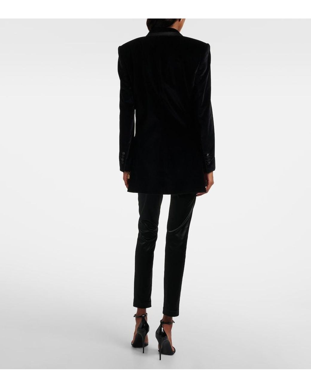 Dolce & Gabbana Black Cotton-Blend Velvet Tuxedo Jacket
