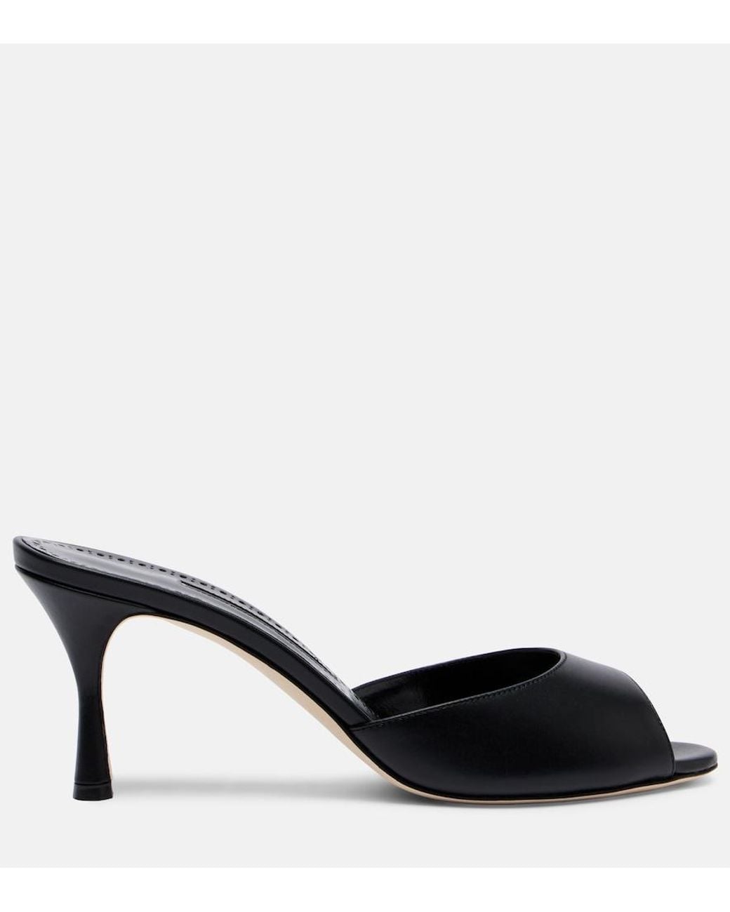 Manolo Blahnik Black Jada 70 Leather Mules
