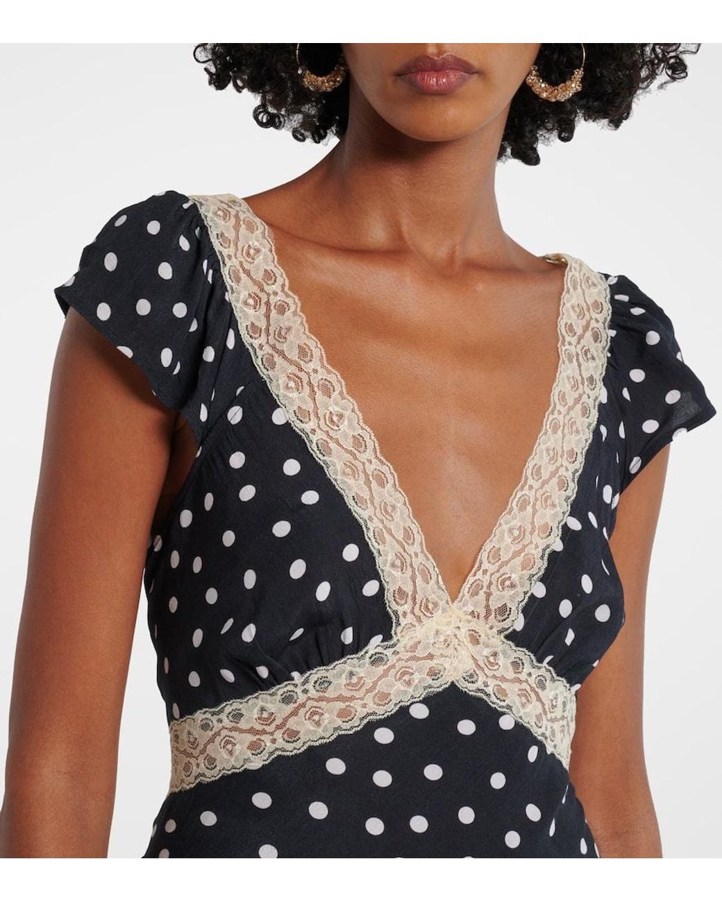 Rixo Black Iggy Polka-Dot Maxi Dress