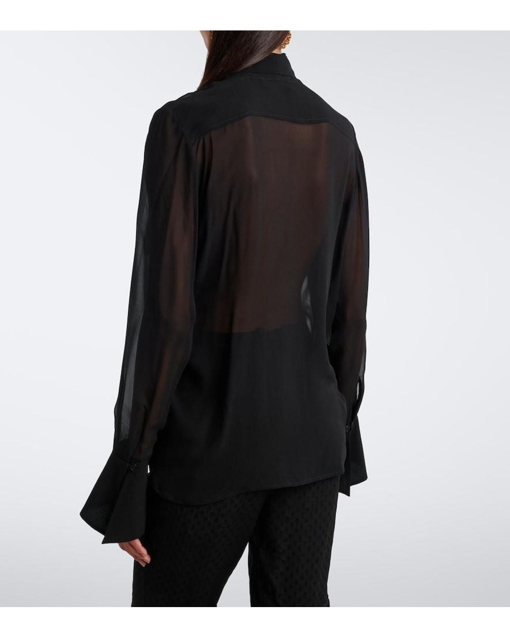 Nina Ricci Black Silk Chiffon Blouse