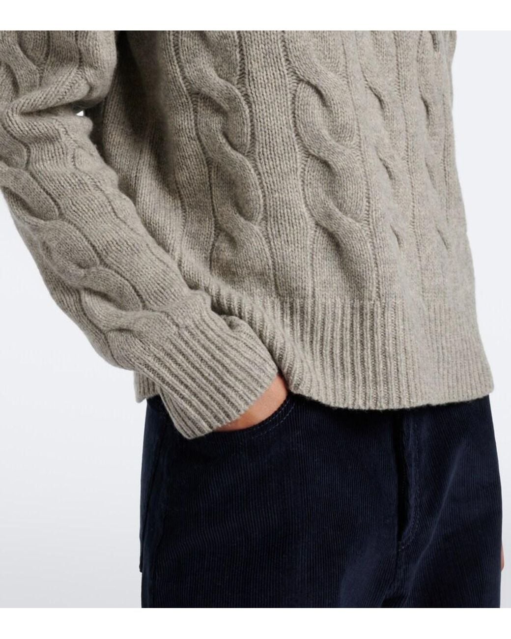Polo Ralph Lauren Gray Cable-Knit Wool And Cashmere Sweater