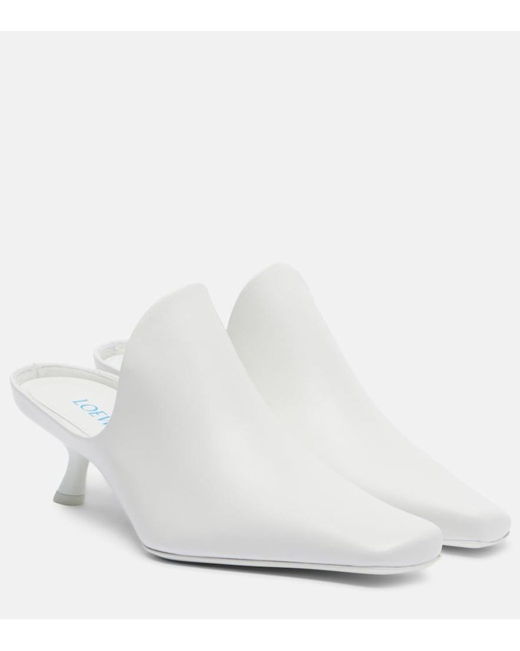 Loewe White Emily Leather Mules