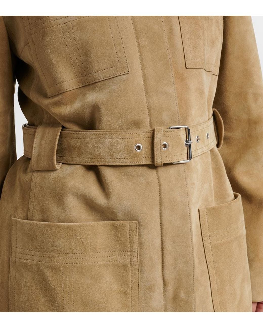 Tory Burch Natural Belted Suede Jacket