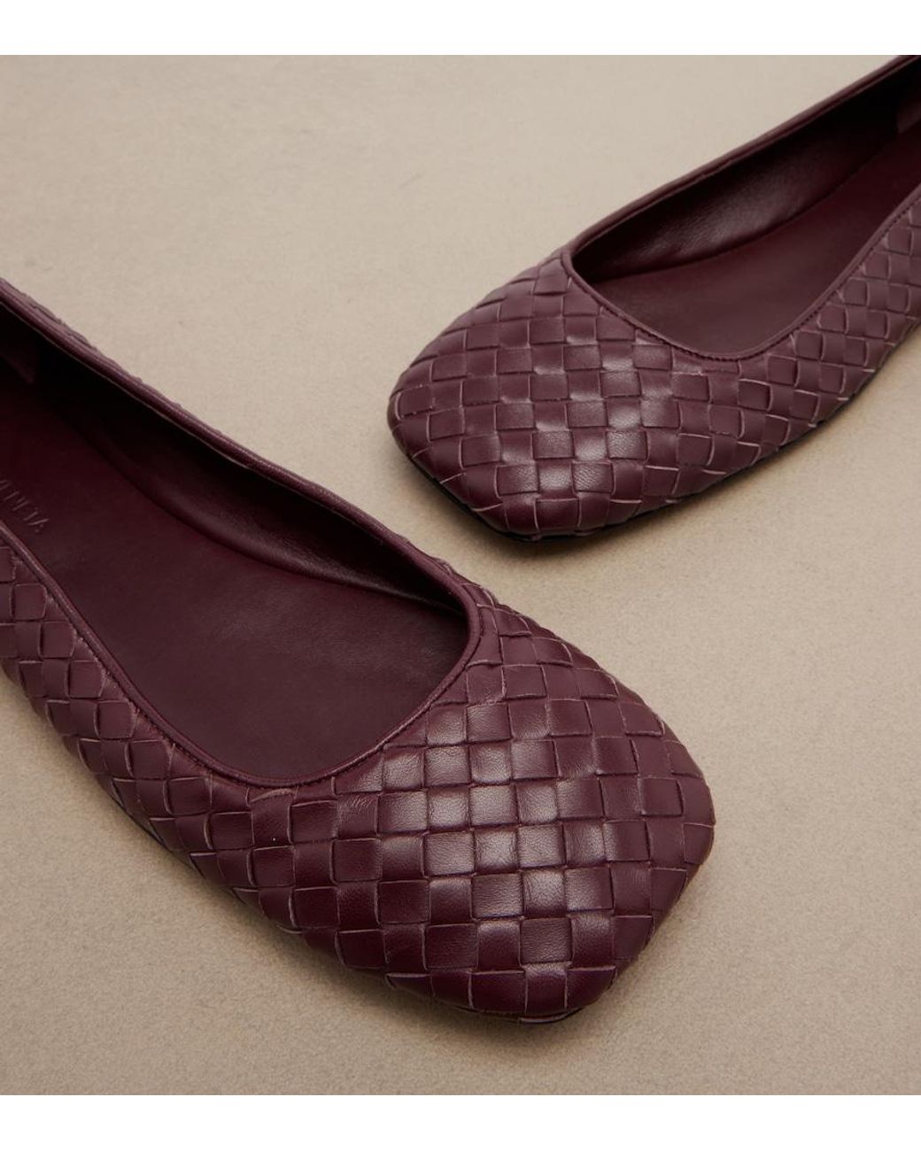 Bottega Veneta Brown Charlotte Intrecciato Leather Ballet Flats