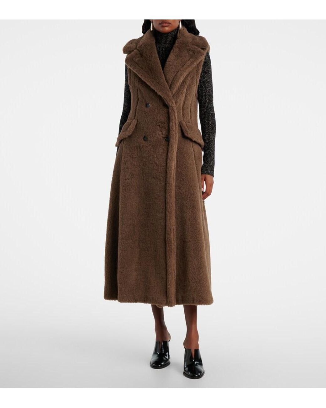 Max Mara Brown Alpaca, Wool, And Silk Teddy Coat