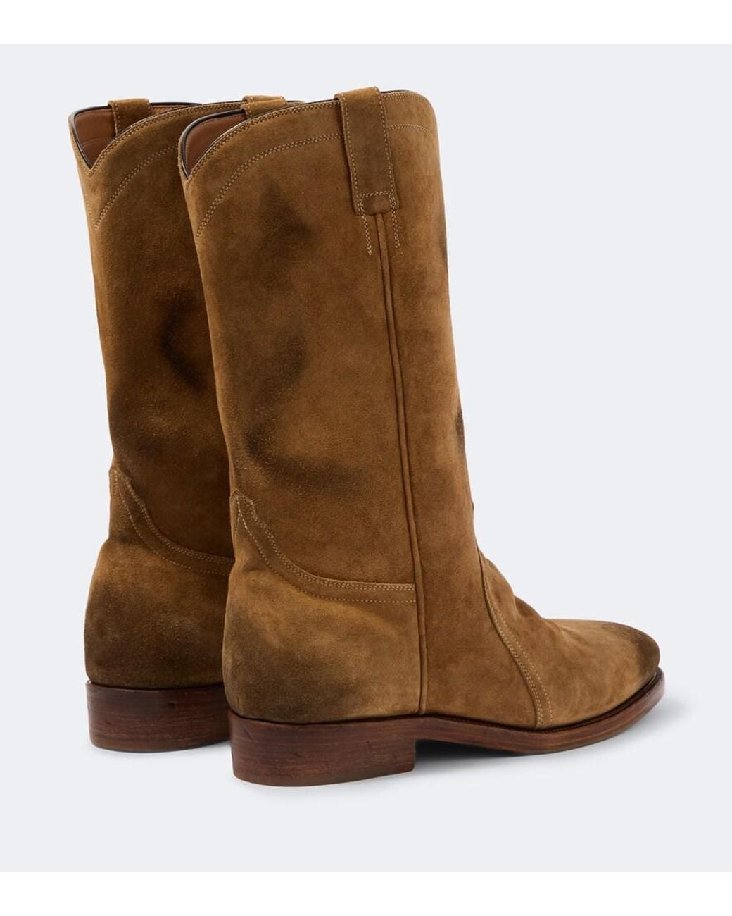 Jil Sander Brown Distressed Suede Ankle Boots for men