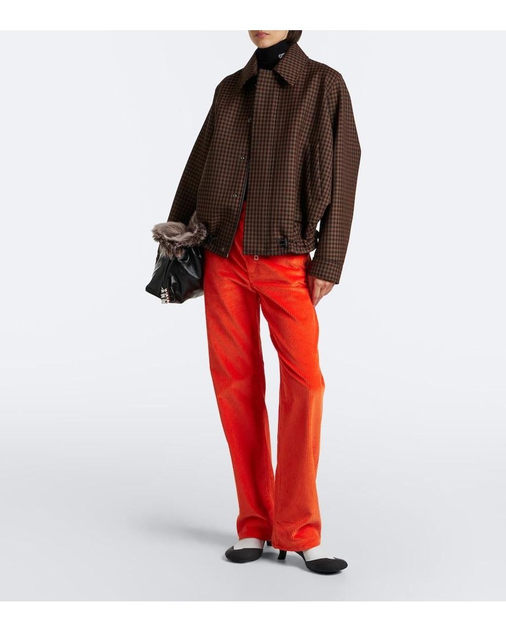 Loewe Brown Checked Wool Blouson Jacket