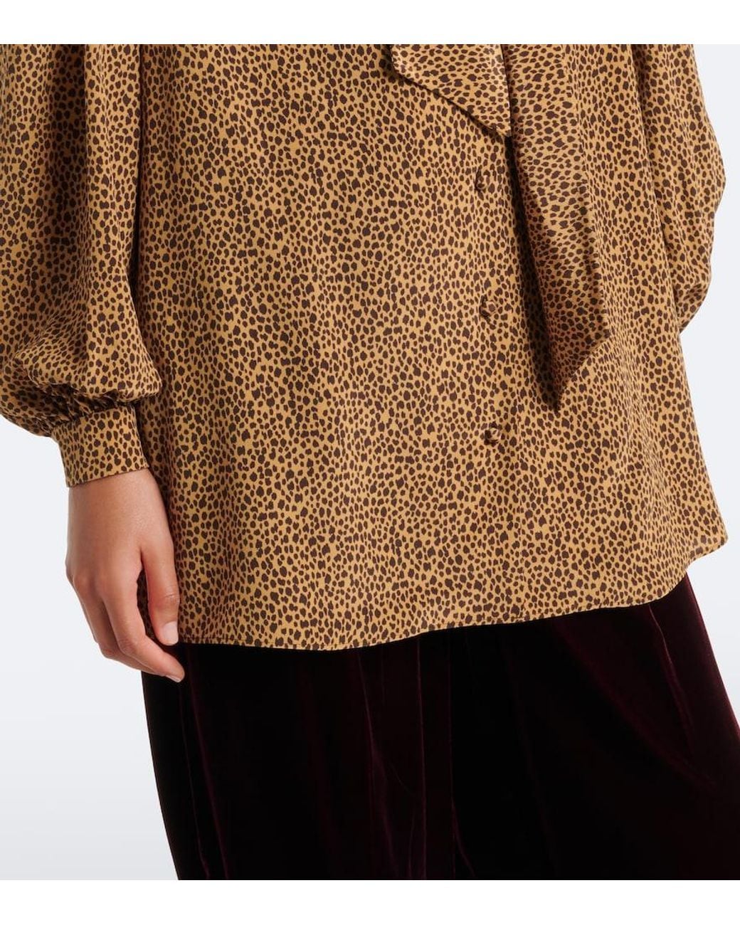 Valentino Garavani Natural Leopard Print Silk Blouse