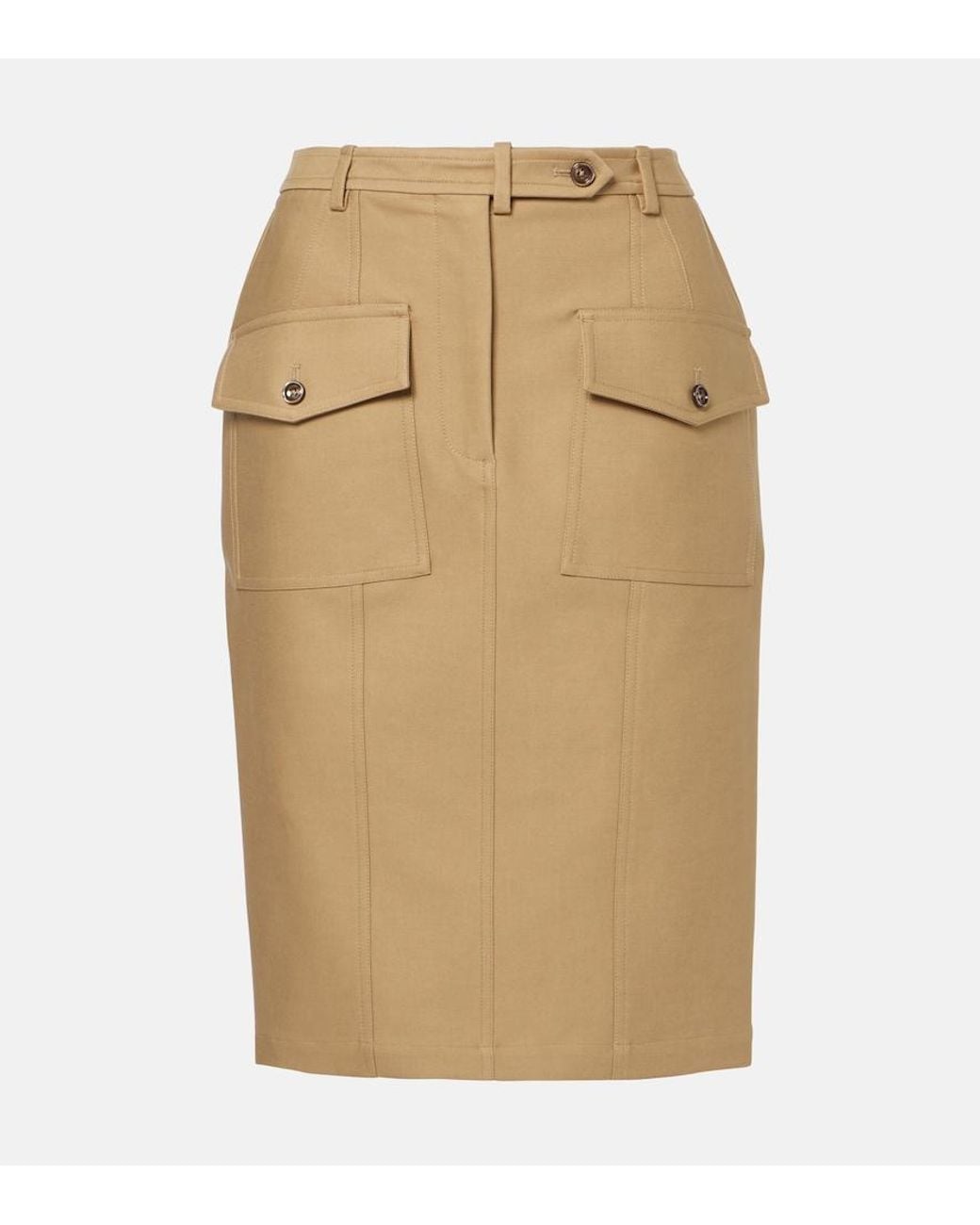 Tom Ford Natural Fitted Pencil Skirt With Front Pockets