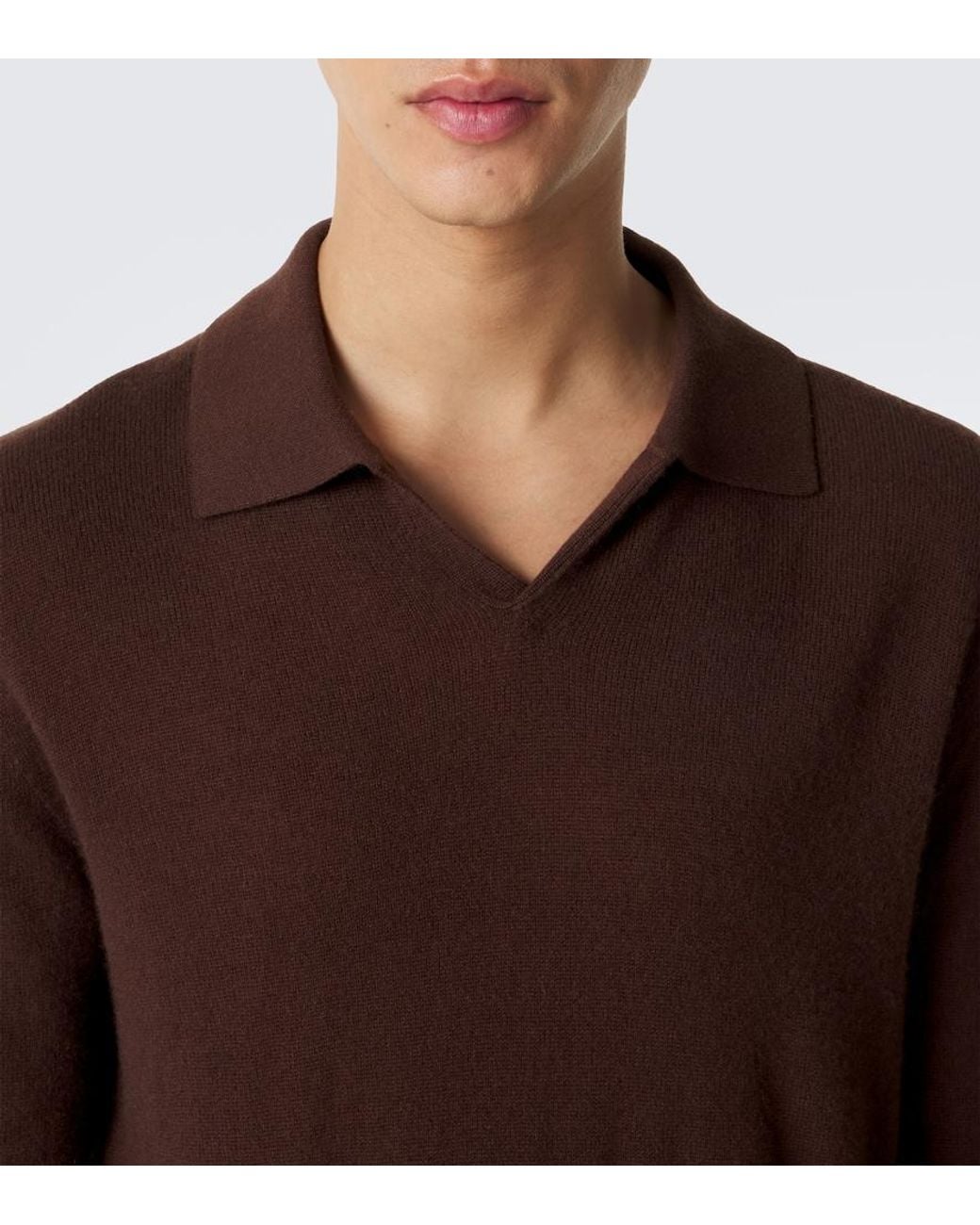 The Row Brown Ripley Cashmere Polo Sweater for men