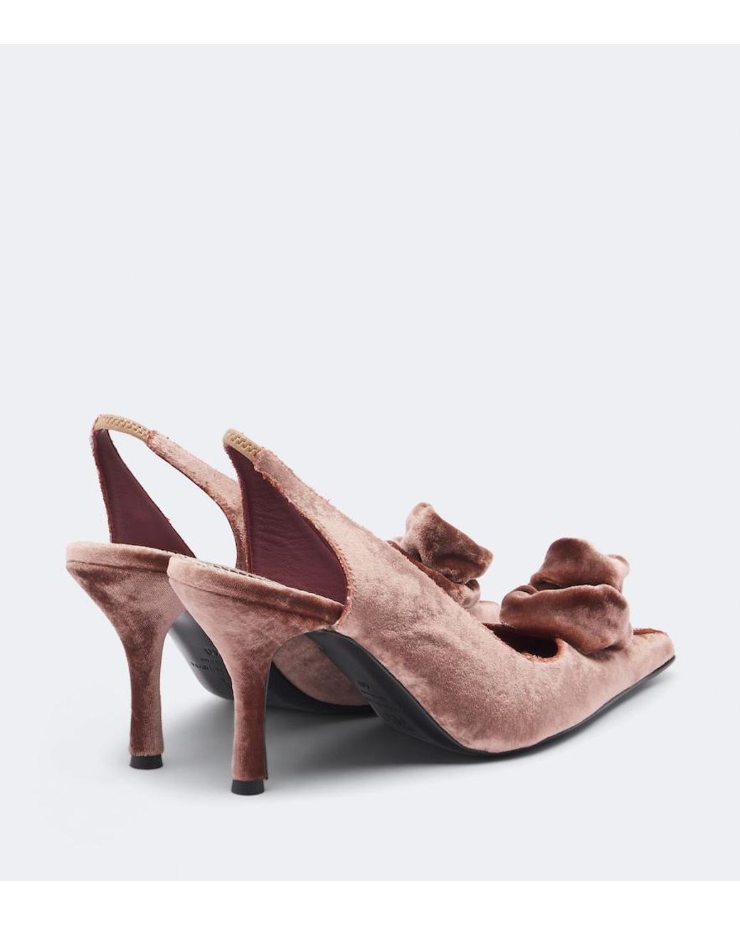 Magda Butrym Red Floral-Applique Velvet Slingback Pumps