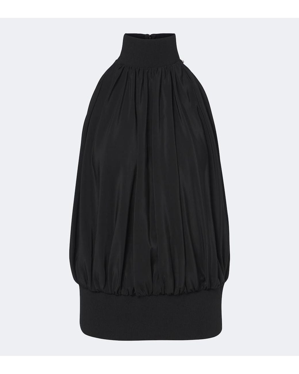 Sportmax Black Draped Halterneck Silk Satin Top
