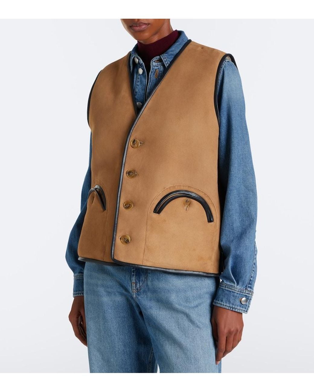 Blazé Milano Natural Gliss Leather-Trimmed Shearling Vest