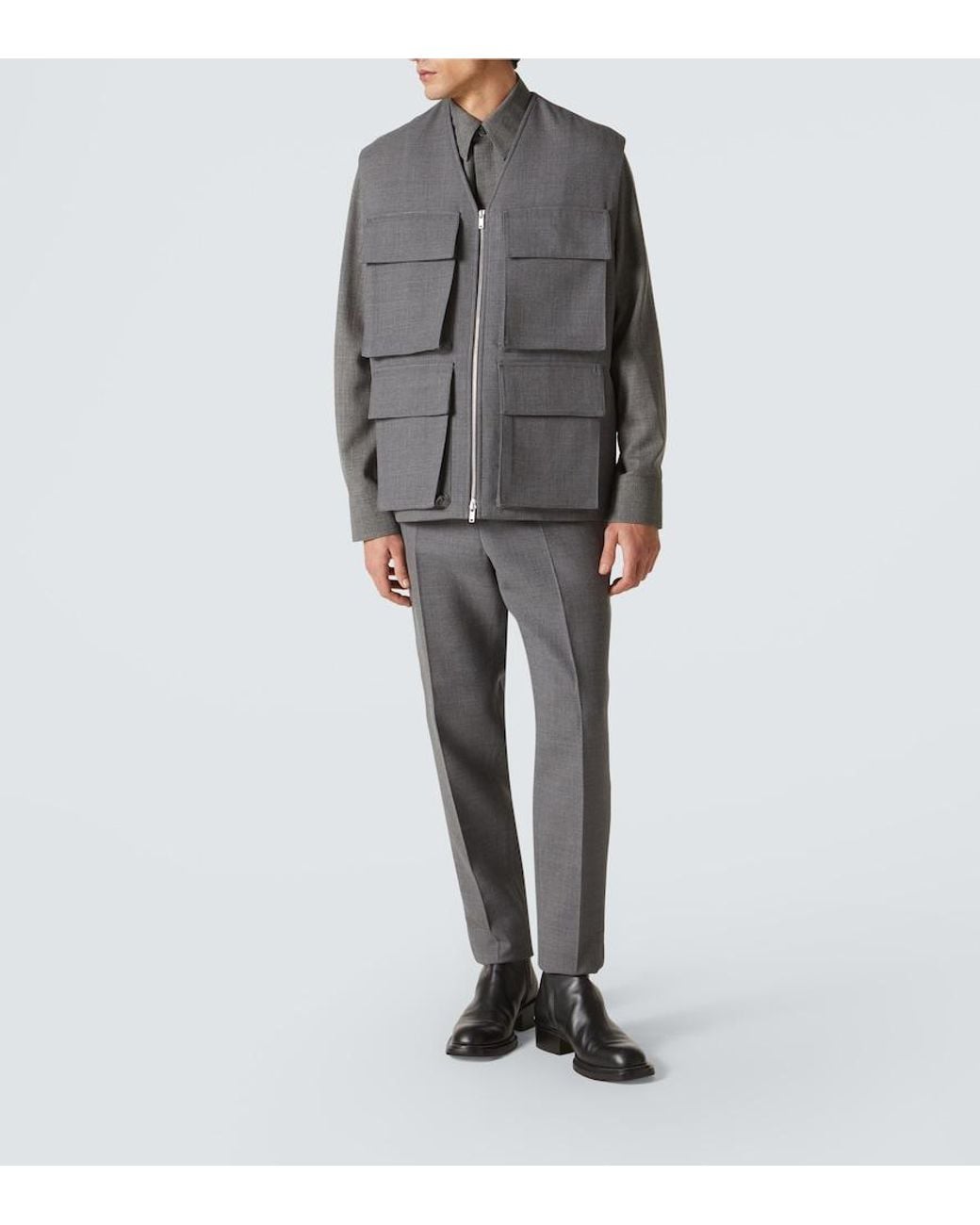 Jil Sander Gray Virgin Wool Tapered Pants for men