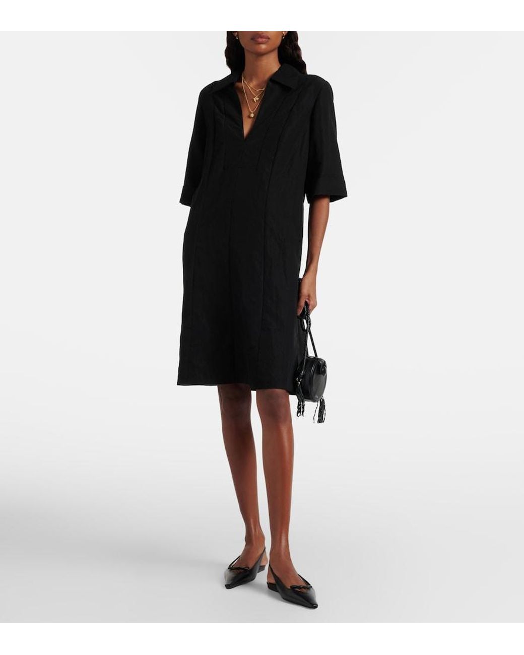 Vince Black A-Line Midi Dress