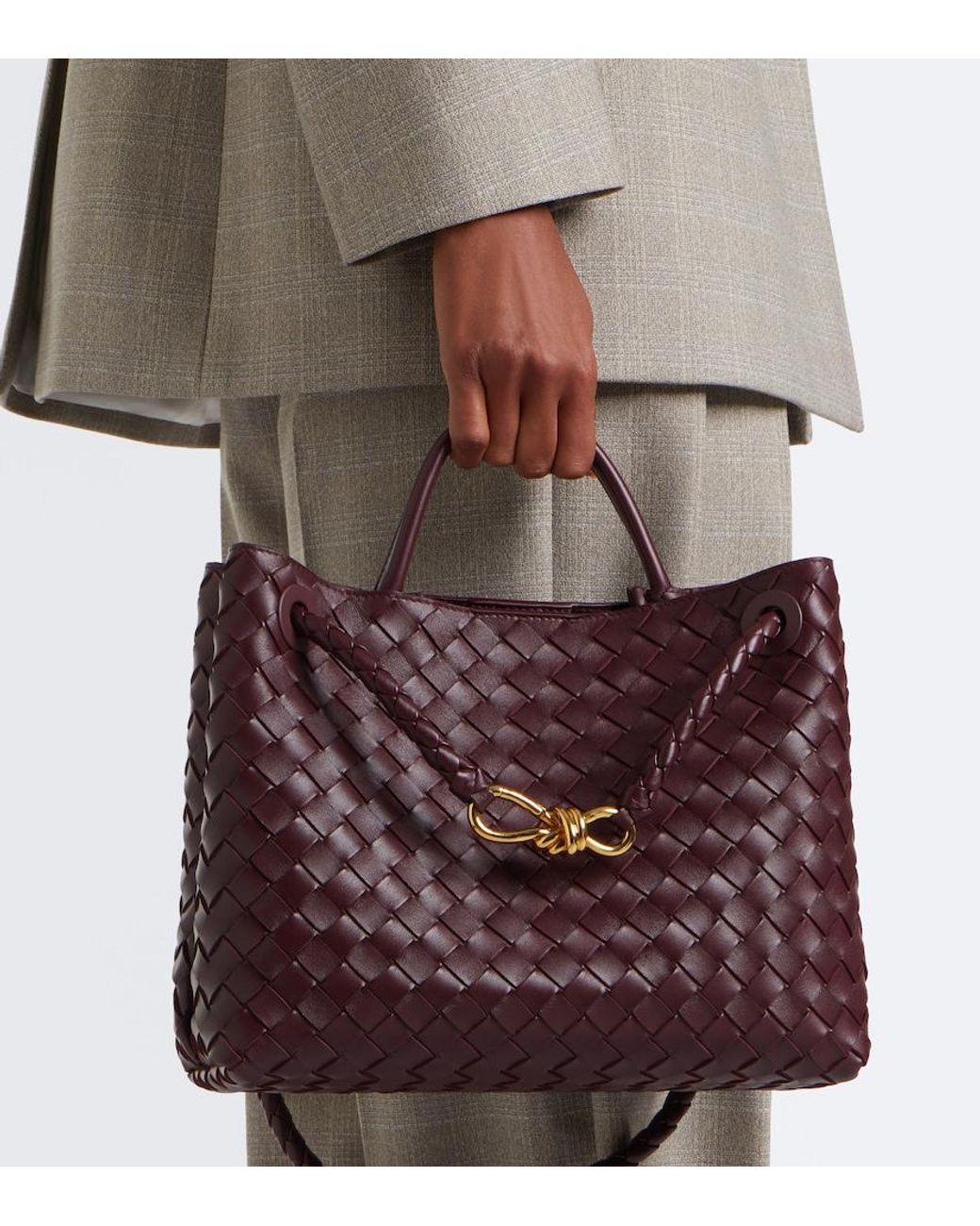 Bottega Veneta Purple Andiamo Medium Leather Tote Bag