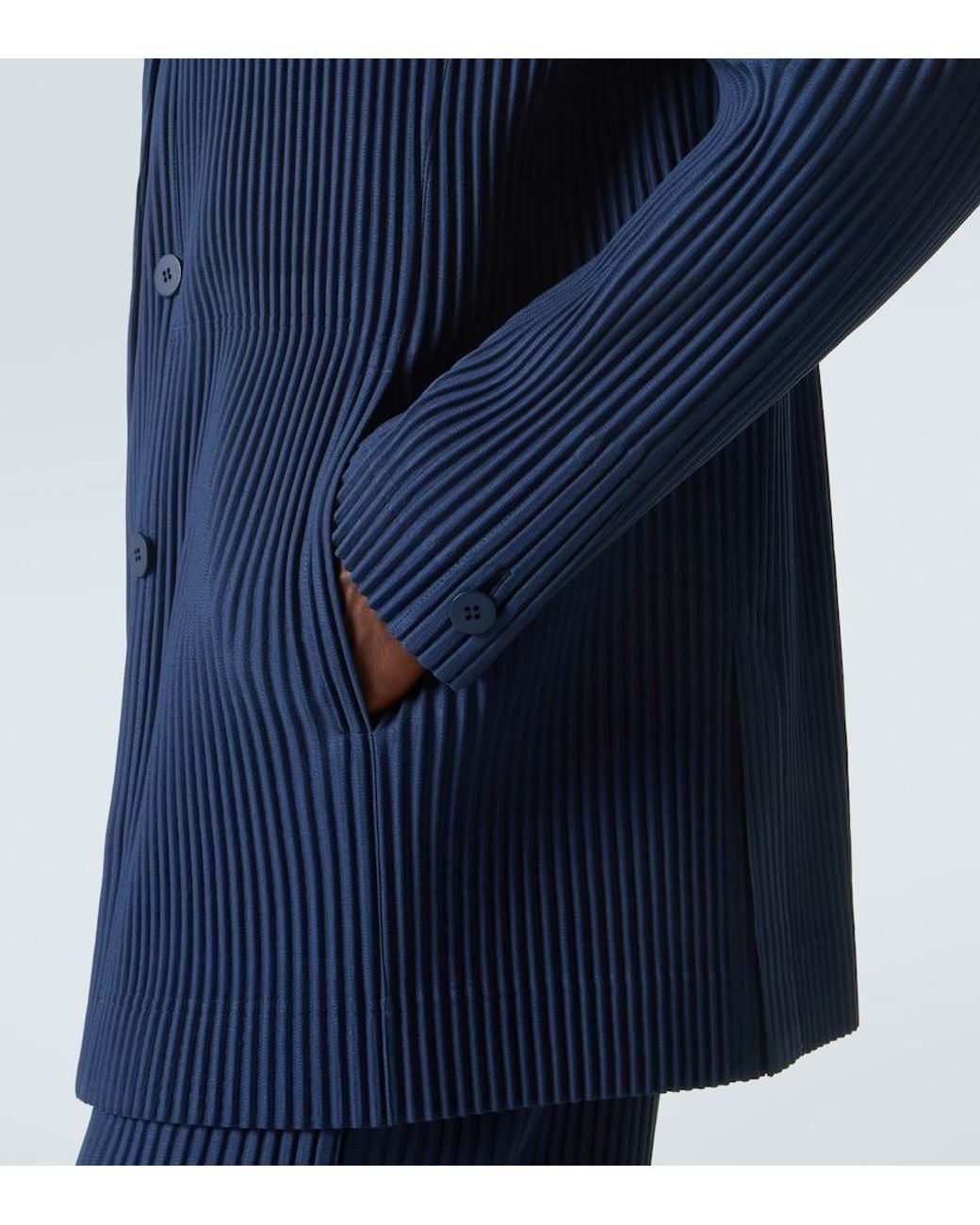 Homme Plissé Issey Miyake Blue Tailored Pleats 1 Double-Breasted Blazer for men