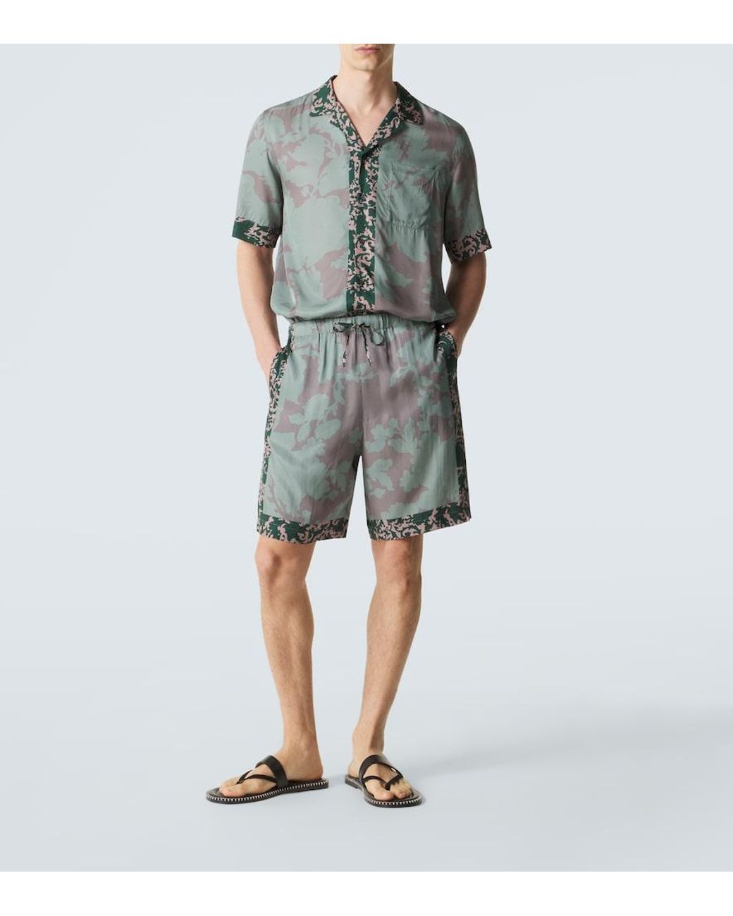Dries Van Noten Gray Printed Shorts for men