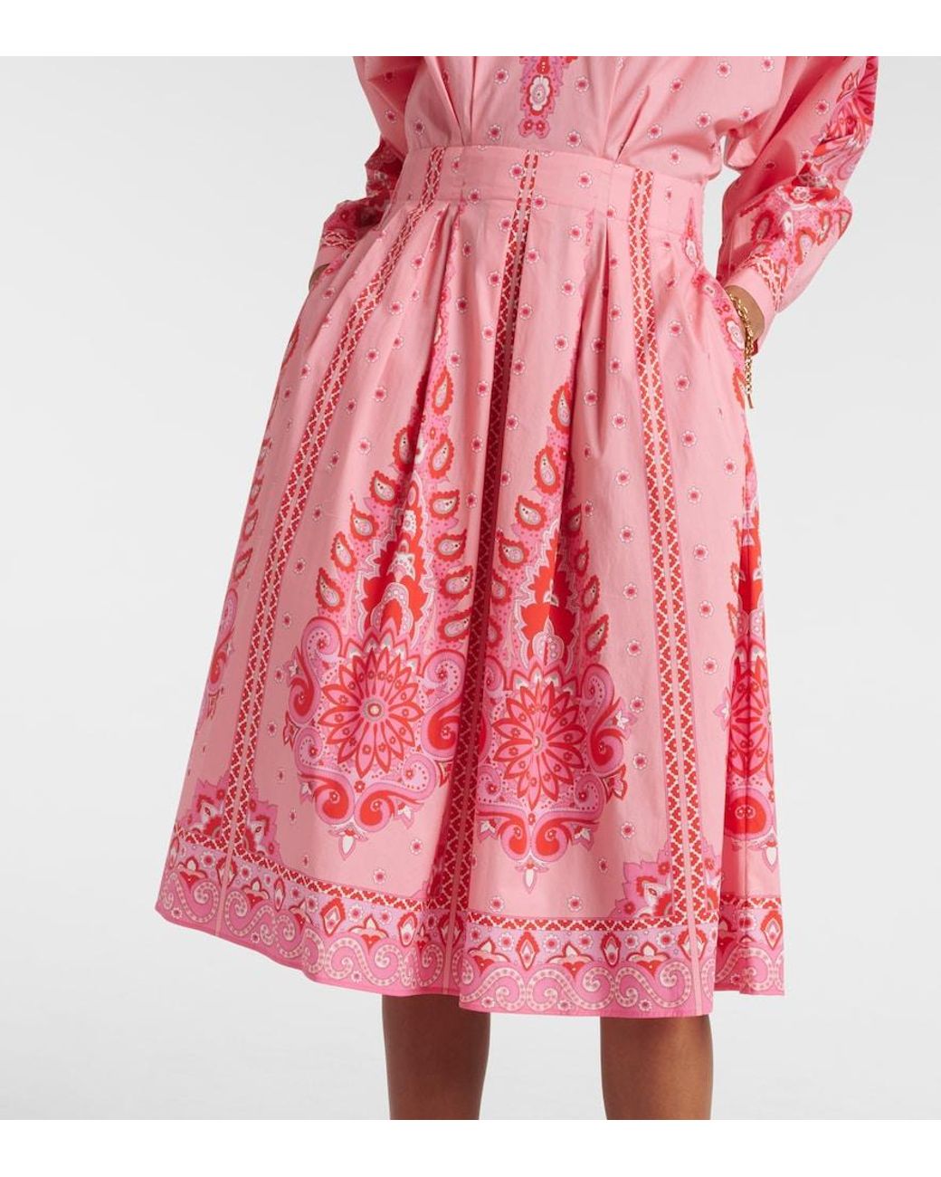 Etro Pink Printed Cotton-Blend Midi Dress