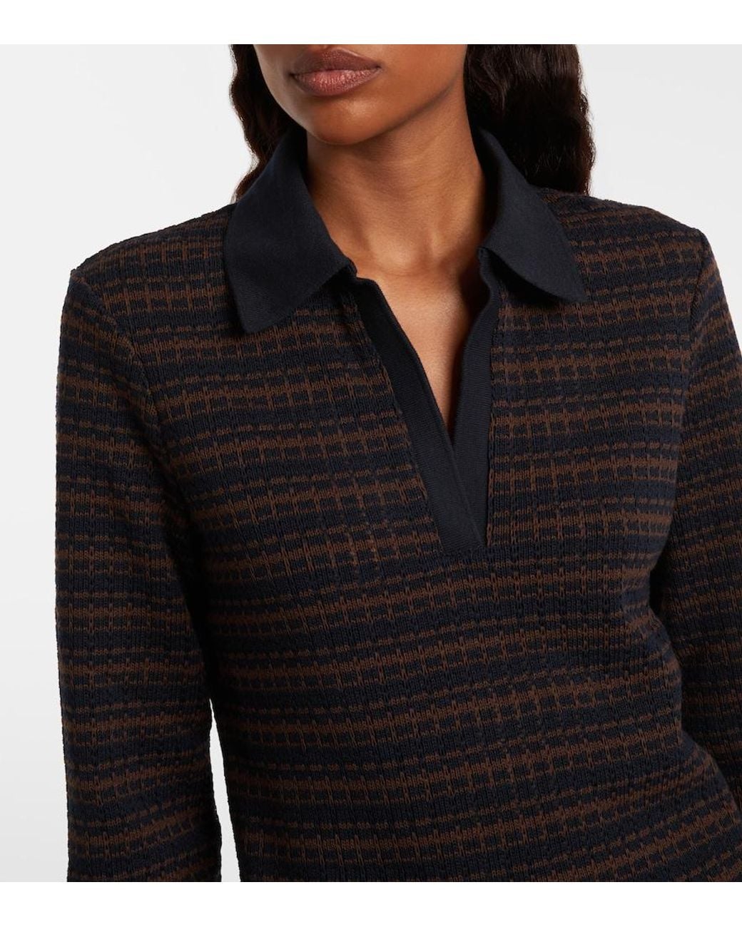 Veronica Beard Blue Kamal Striped Polo Sweater