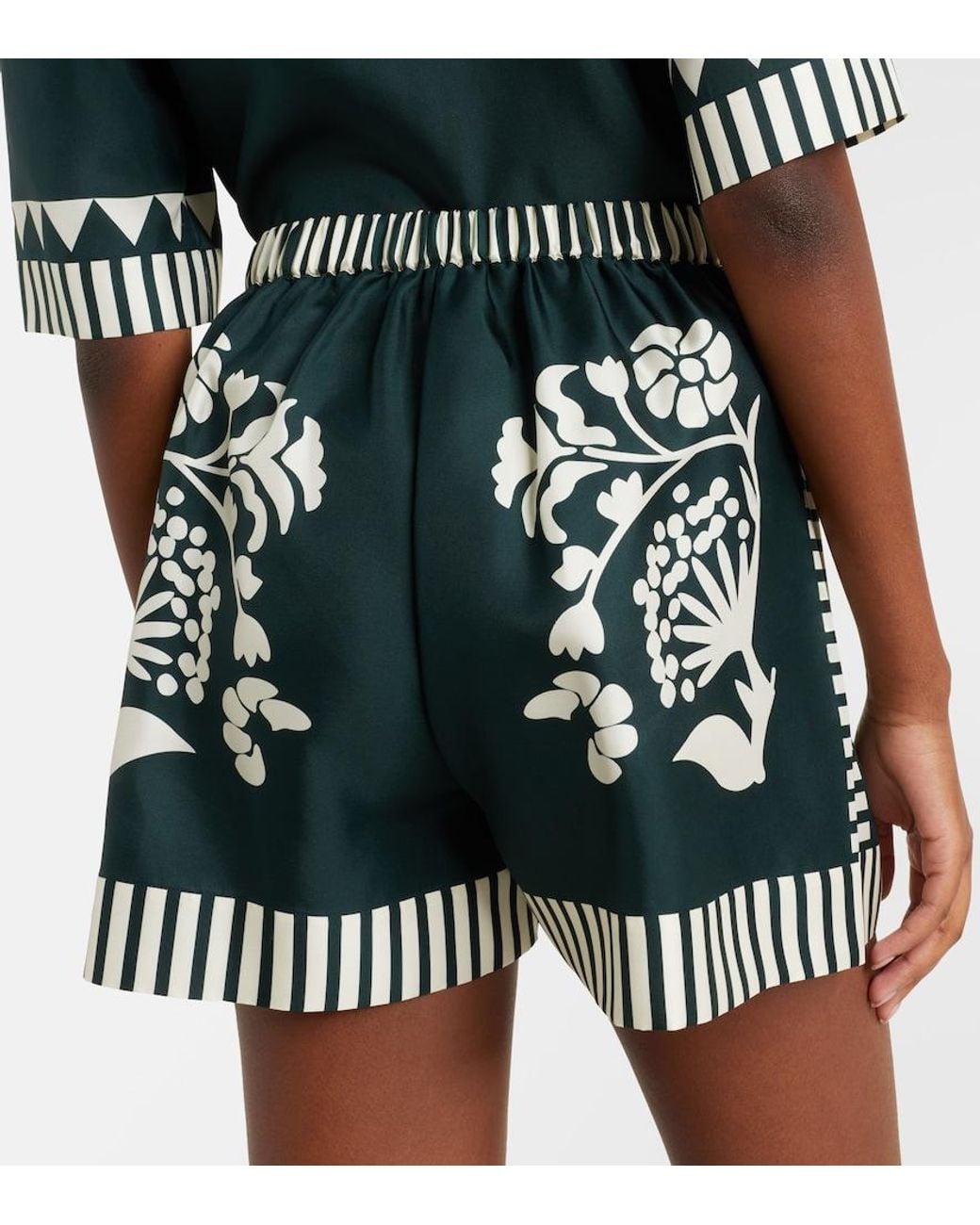 Eres Black Arjun Printed Silk Twill Shorts