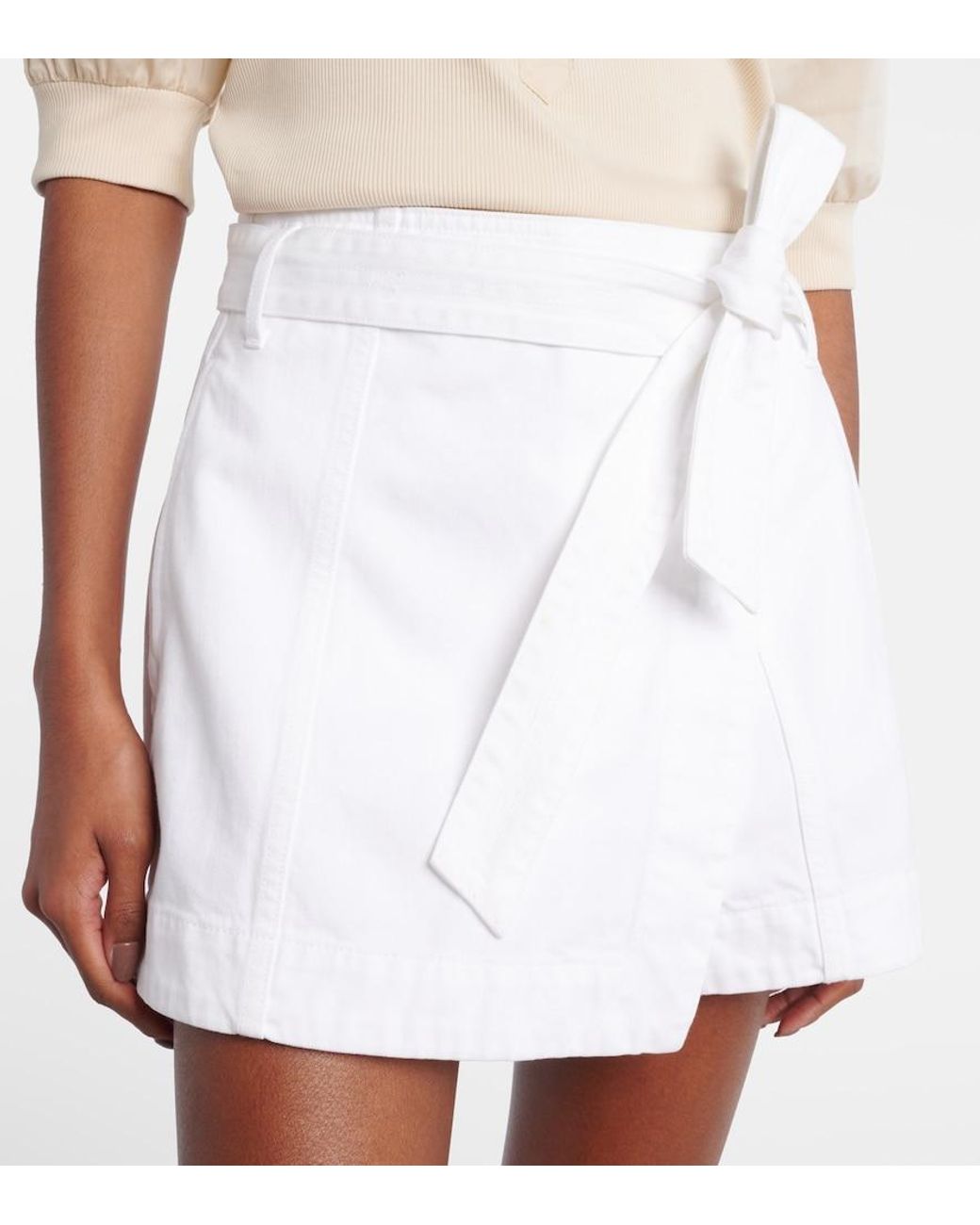 Veronica Beard White Agee Cotton-Blend Skort