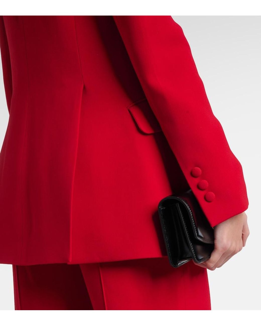 Elie Saab Red Floral-Applique Cady Blazer