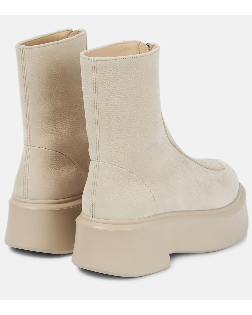 The Row Natural Leather Zip Platform Booties