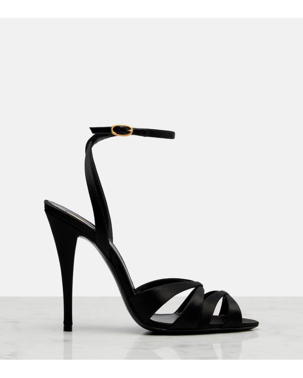 Saint Laurent Black Sandalen Aus Satin