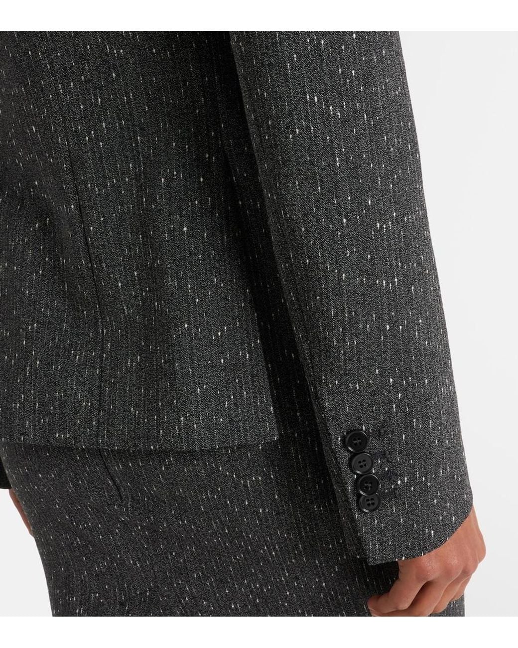 McQueen Black Pinstripe Wool Blazer
