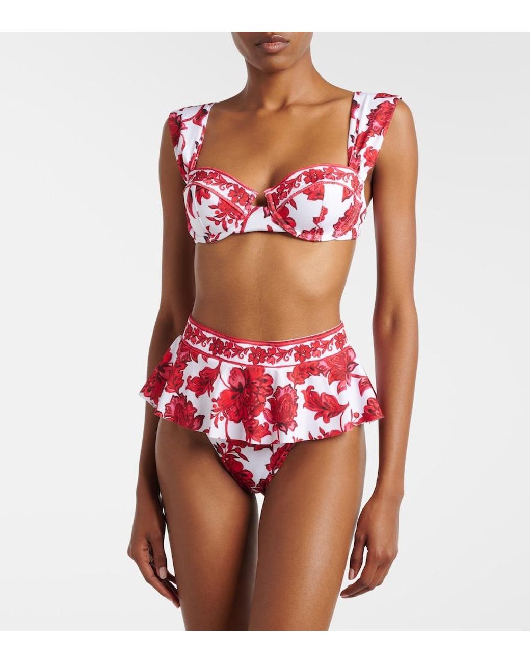 Alexandra Miro Red Zella Floral Bikini Bottoms