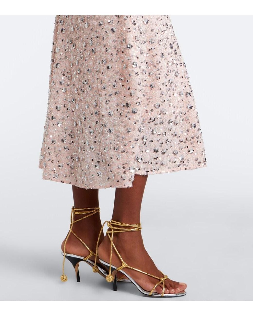 Rabanne Pink Sequined Midi Dress