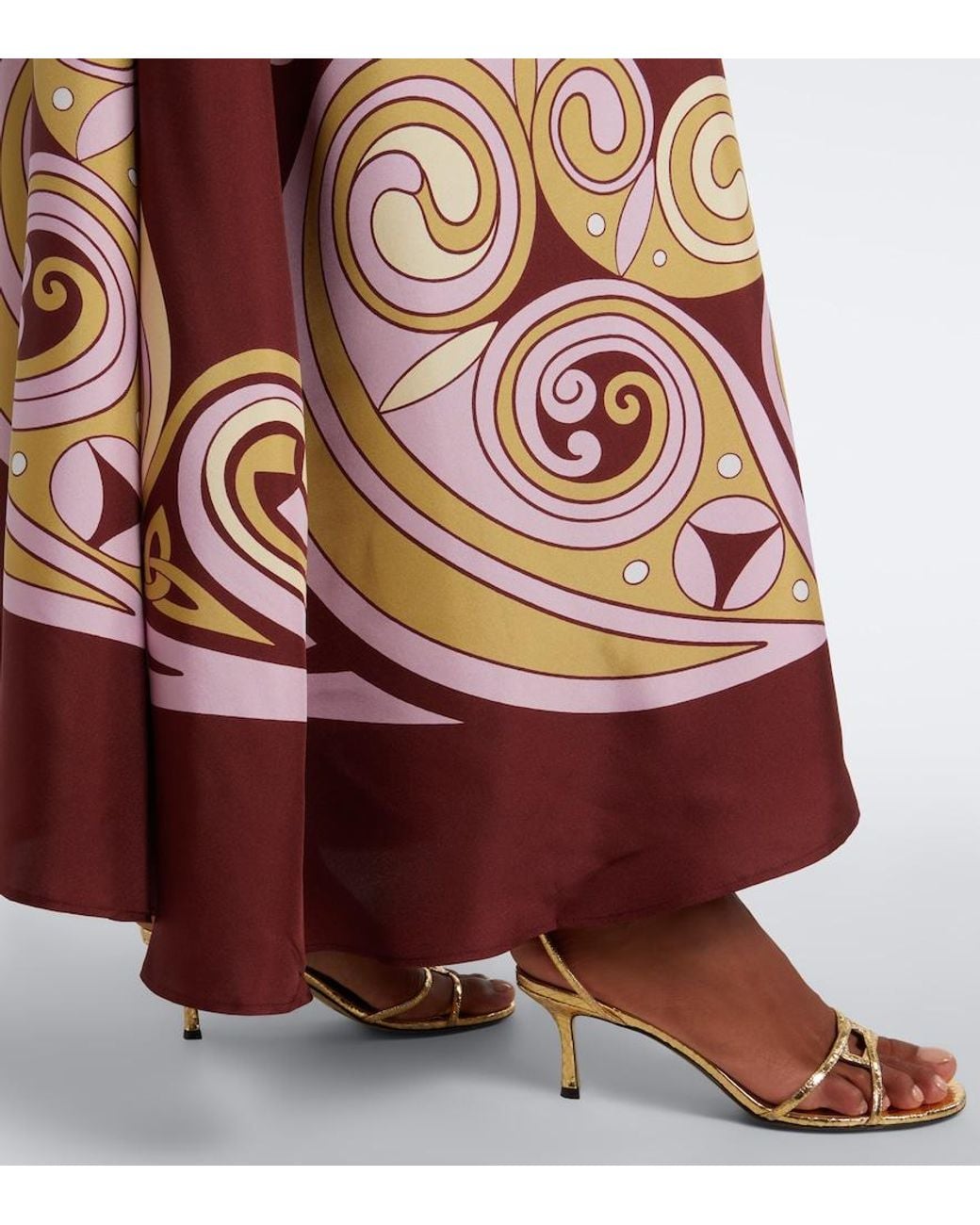 LaDoubleJ Red Muumuu Belted Printed Silk Twill Kaftan