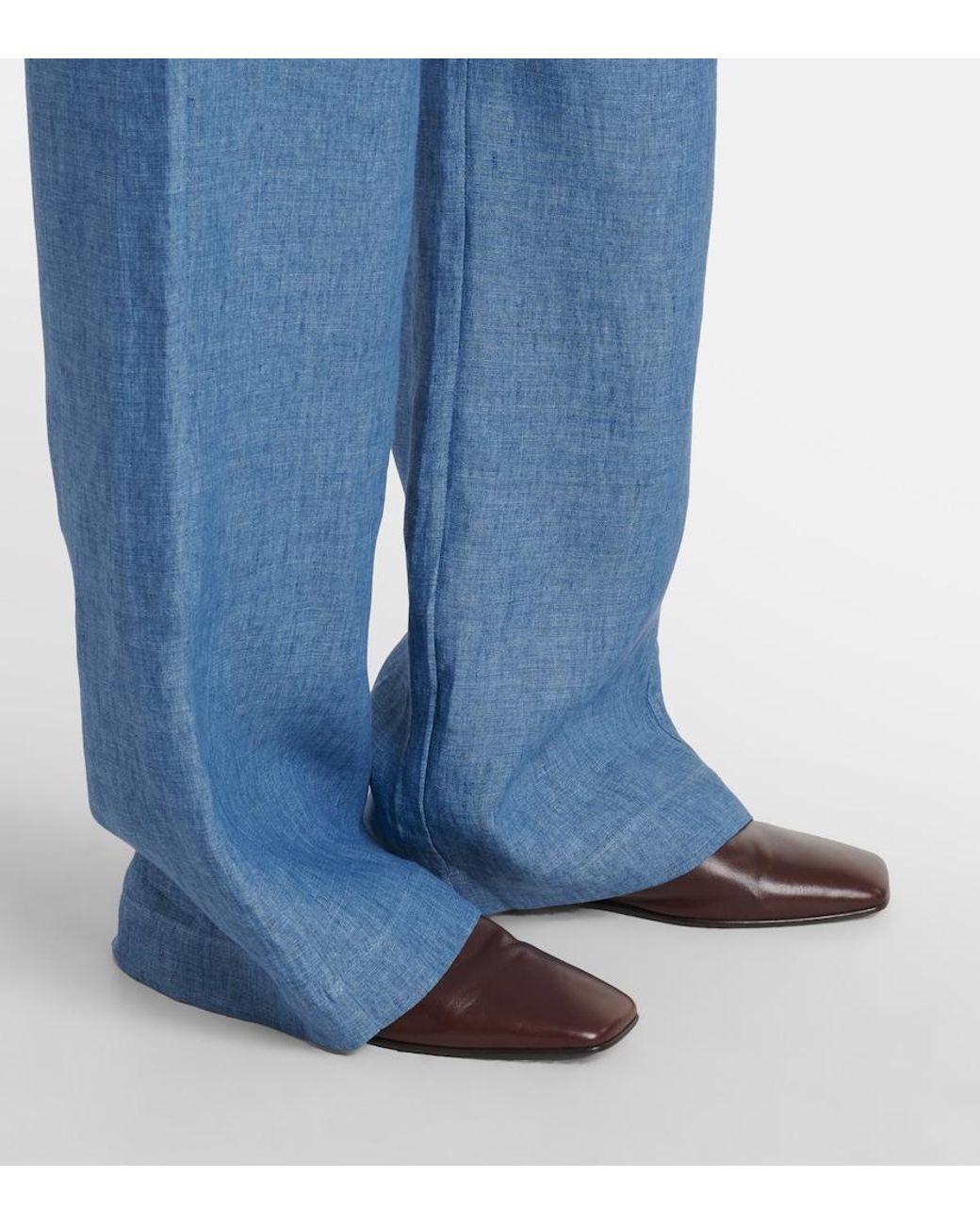 Rohe Blue Linen Wide-Leg Pants